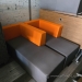 Teknion dna Grey Soft Lounge Seating w/ Orange Corner Bolster
